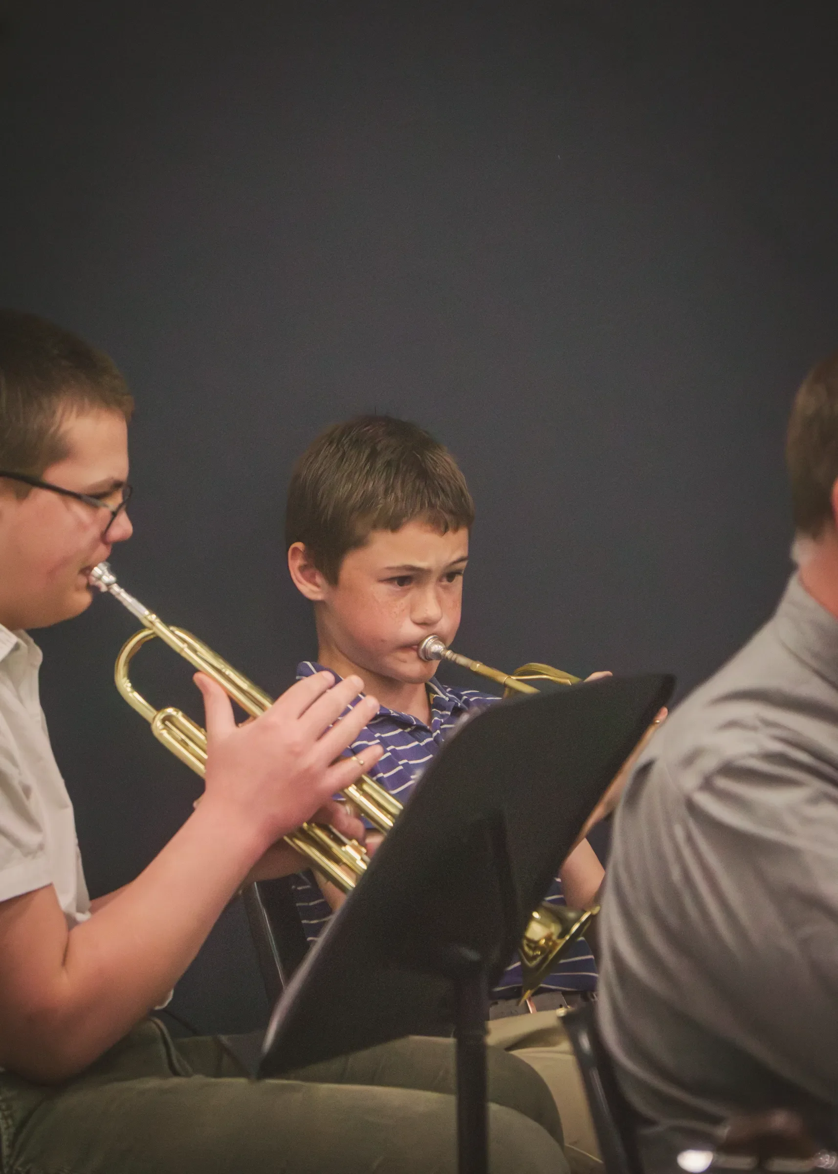 Two trumpet players performing